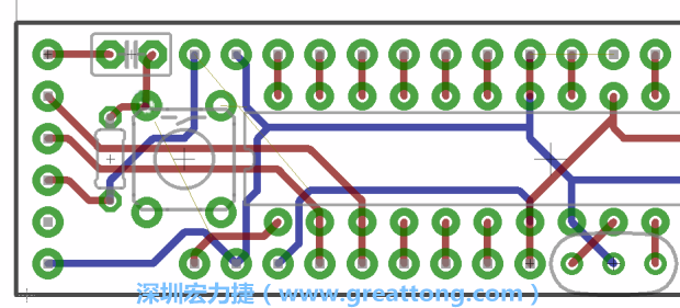 4.2. 然后在電路板的背面進行布線。