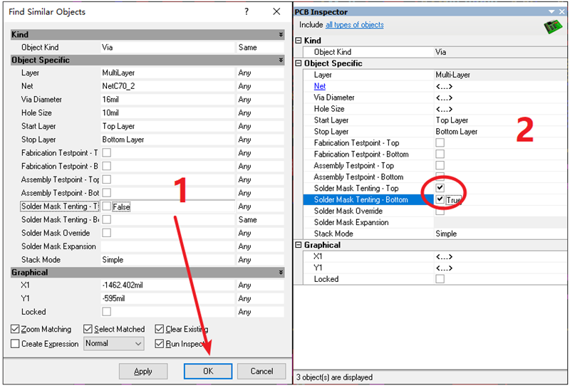 過(guò)孔(VIA)蓋油,不用蓋油可以跳過(guò)。